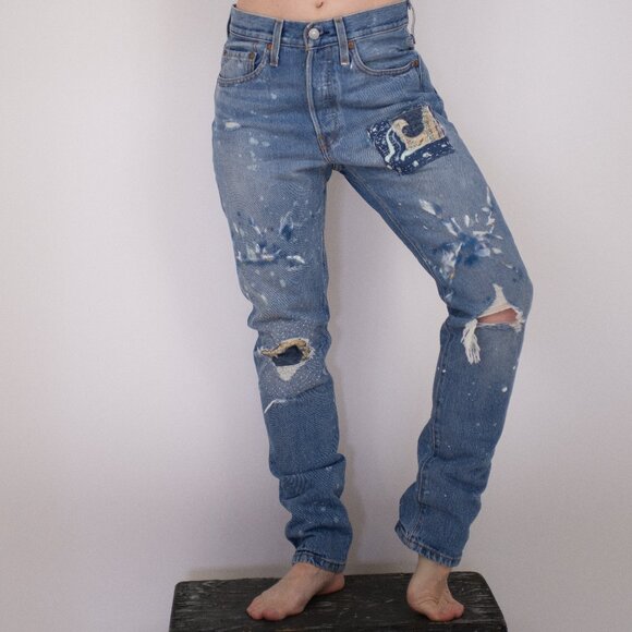 Upcycled Levi’s 501 S Jeans – One of a Kind - Picture 1 of 5